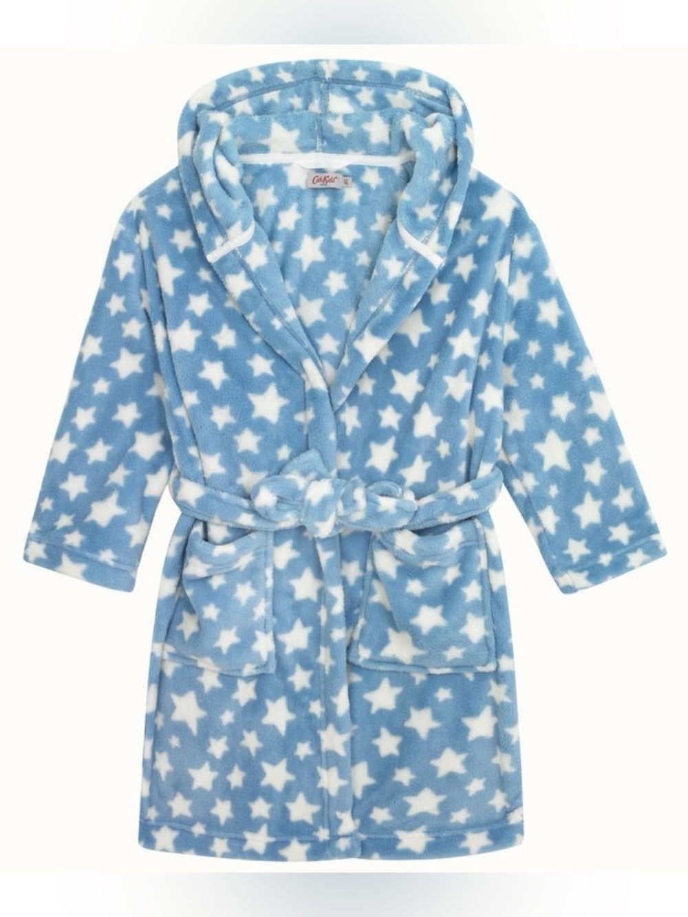 Cath Kids London Blue White Star Print Fleece Hooded Tue Waist Robe. 5-6. 5. 6.